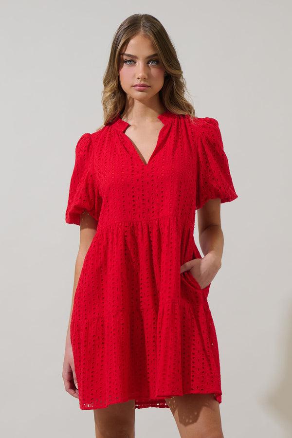 sugarlips Jacey Babydoll Eyelet Mini Dress