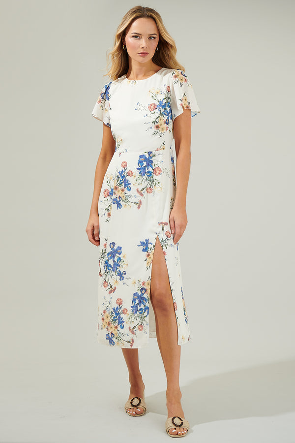 Sugarlips Jacinta Floral Slit Midi Dress