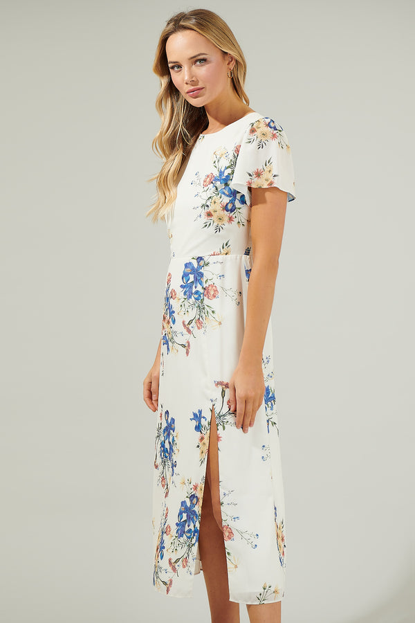 Sugarlips Jacinta Floral Slit Midi Dress