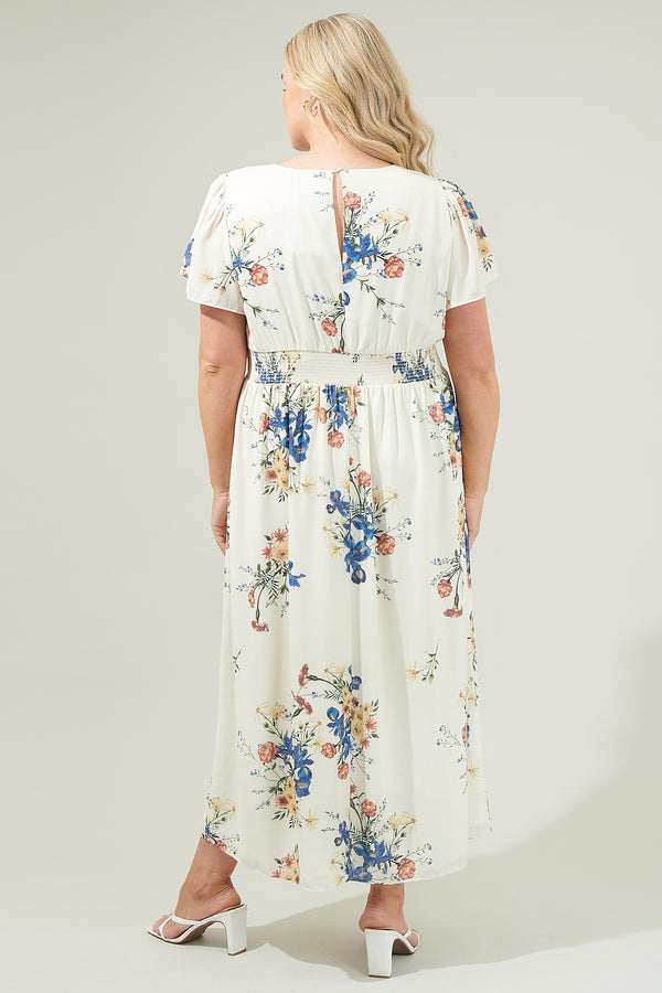 Sugarlips Jacinta Floral Slit Midi Dress Curve