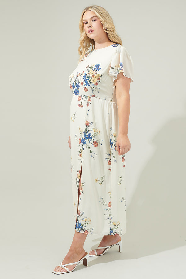 Sugarlips Jacinta Floral Slit Midi Dress Curve