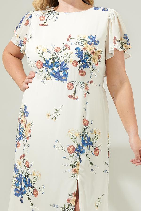 Sugarlips Jacinta Floral Slit Midi Dress Curve