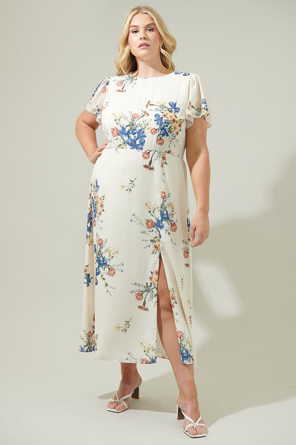 sugarlips Jacinta Floral Slit Midi Dress Curve