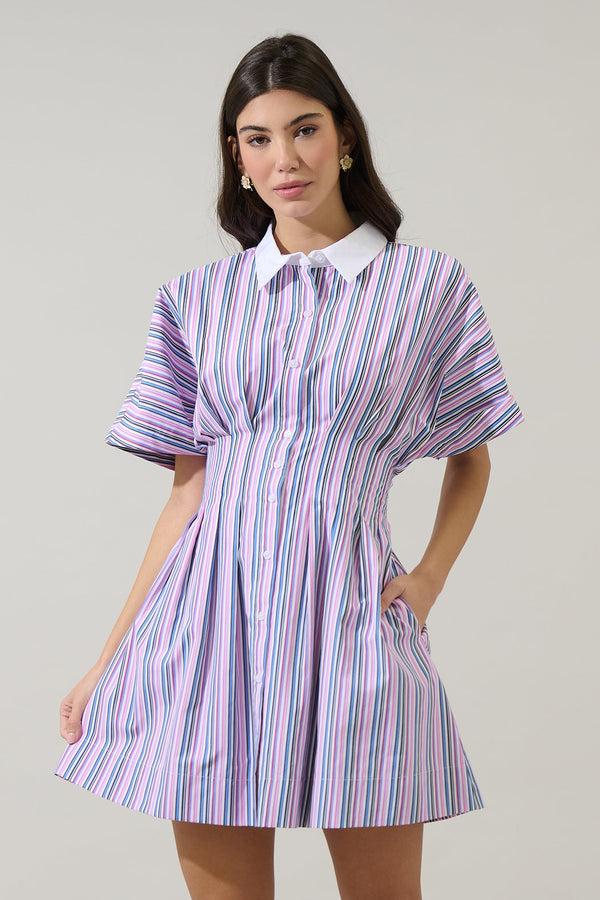 sugarlips Jady Striped Kristy Collared Mini Dress