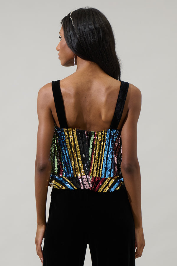 Sugarlips Jaen Striped Sequin Tank Top