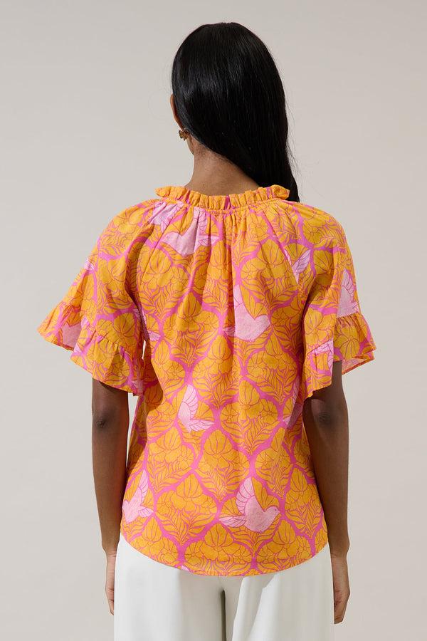 Sugarlips Jaidy Floral Erie Split Neck Top