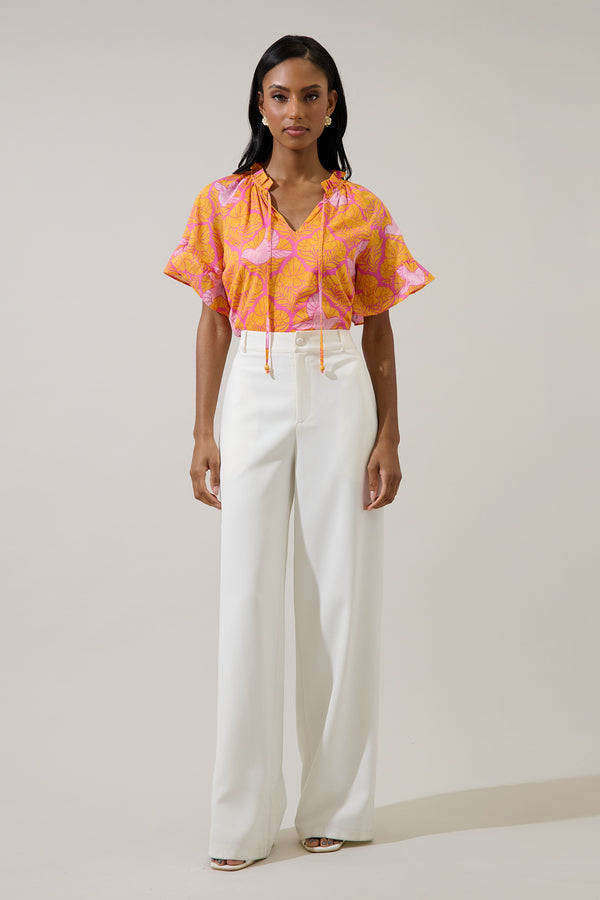 Sugarlips Jaidy Floral Erie Split Neck Top