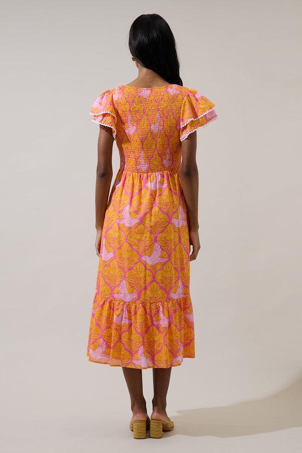 Sugarlips Jaidy Floral Patte Tiered Midi Dress