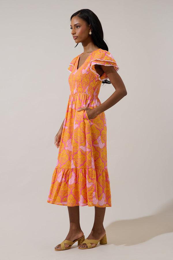 Sugarlips Jaidy Floral Patte Tiered Midi Dress