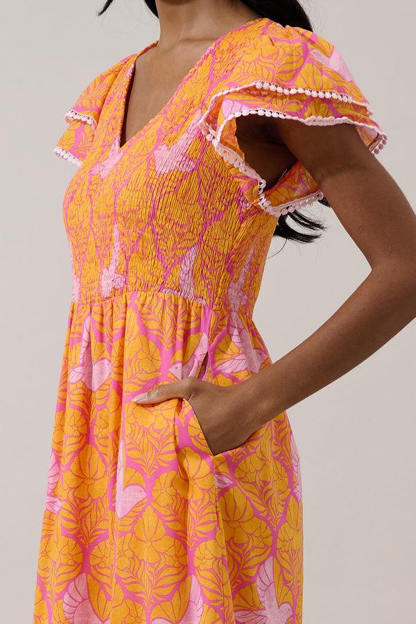 Sugarlips Jaidy Floral Patte Tiered Midi Dress