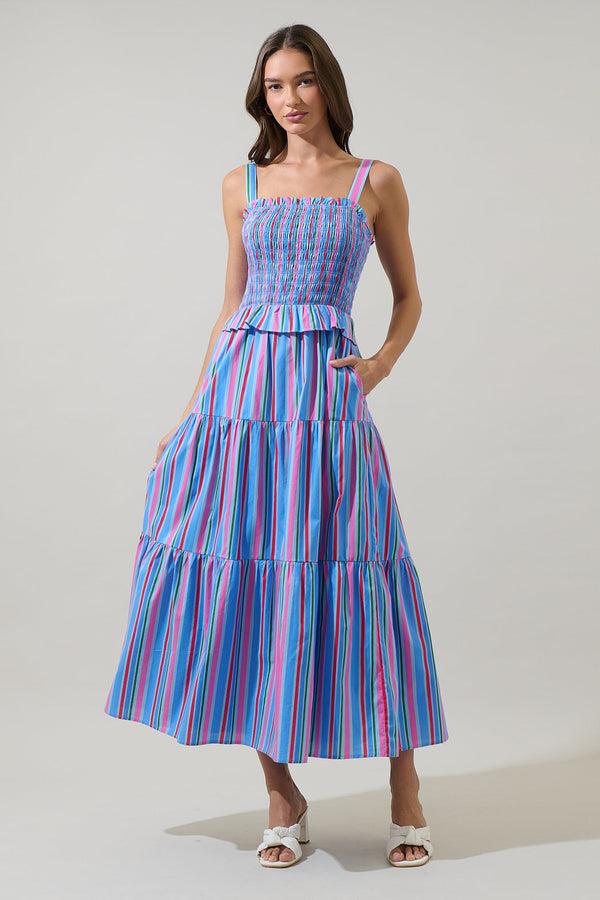 Sugarlips Jaimie Stripes Lindsy Smocked Maxi Dress