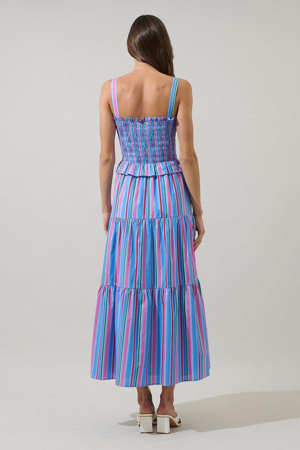 Sugarlips Jaimie Stripes Lindsy Smocked Maxi Dress