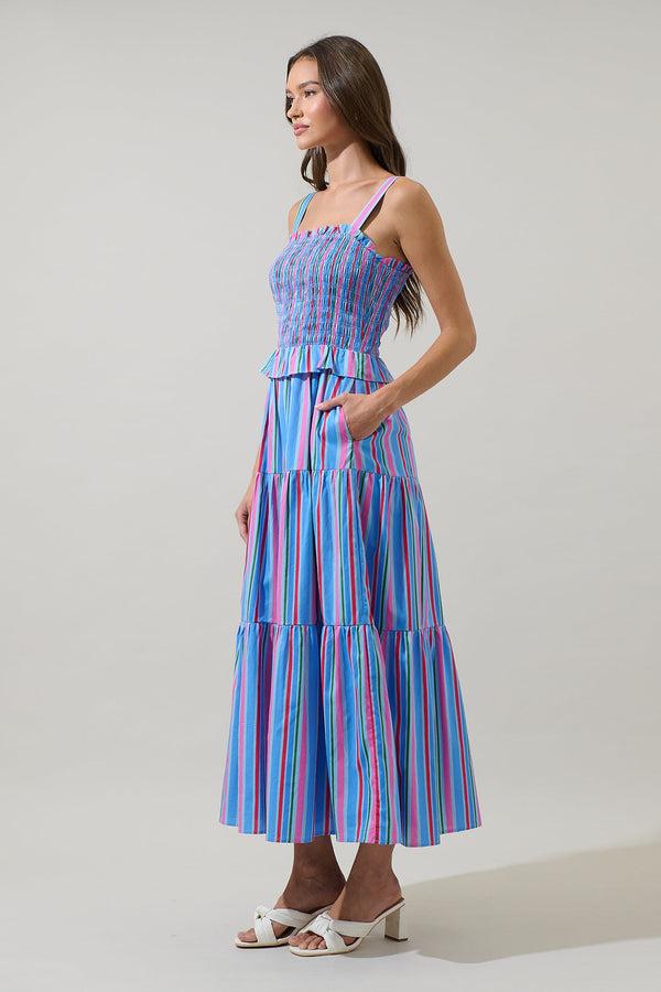 Sugarlips Jaimie Stripes Lindsy Smocked Maxi Dress