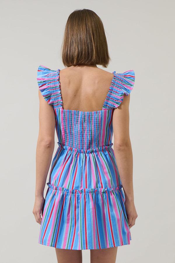 Sugarlips Jaimie Stripes Ruffle Tiered Mini Dress