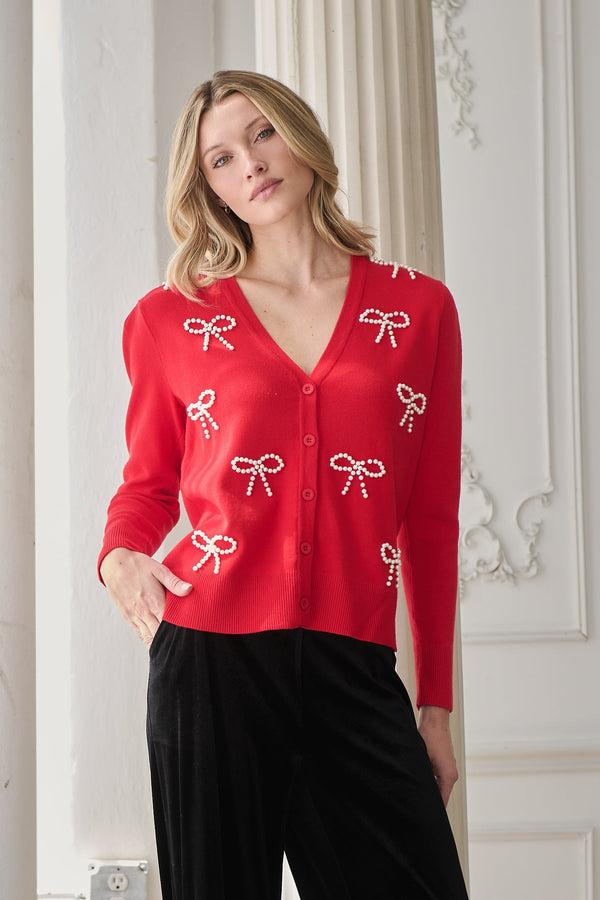 Sugarlips Jaina Pearl Bow Cardigan