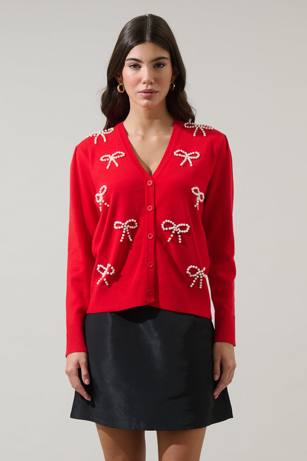 Sugarlips Jaina Pearl Bow Cardigan