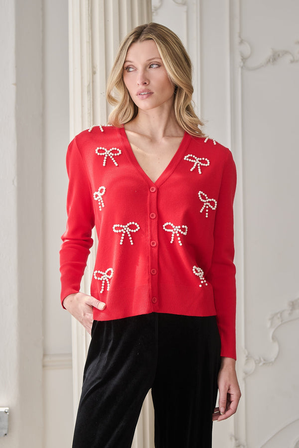 sugarlips Jaina Pearl Bow Cardigan