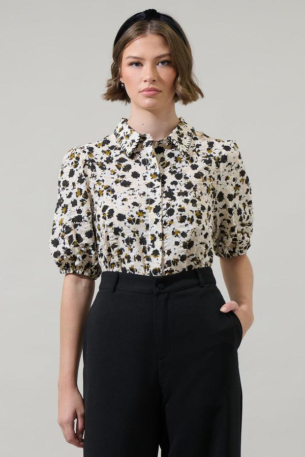 sugarlips Jaleah Bubble Sleeve Button Up Blouse