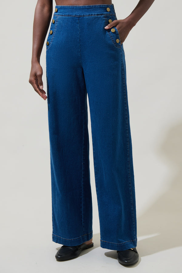 Sugarlips Jamie Denim Emi Wide Leg Pants