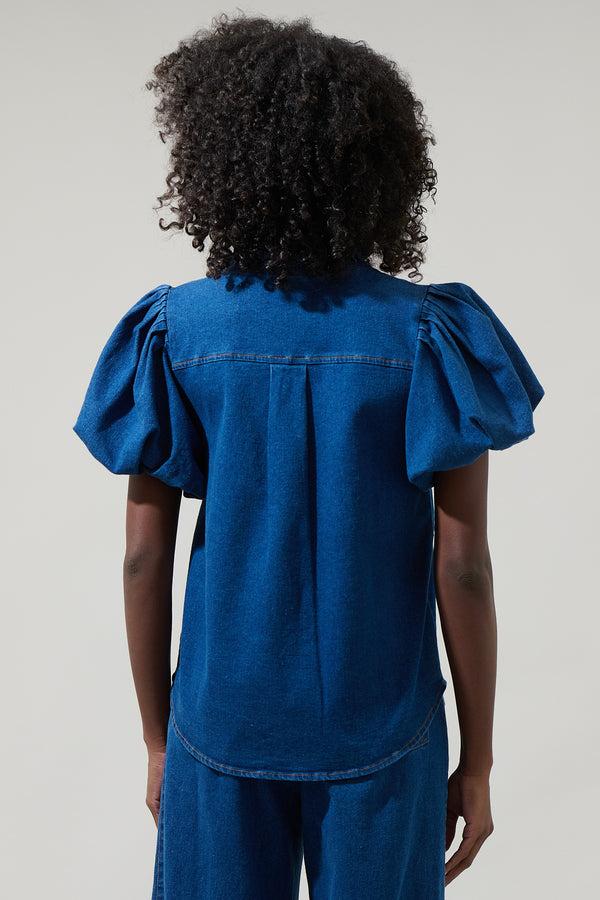 Sugarlips Jamie Denim Jayla Button Down Top