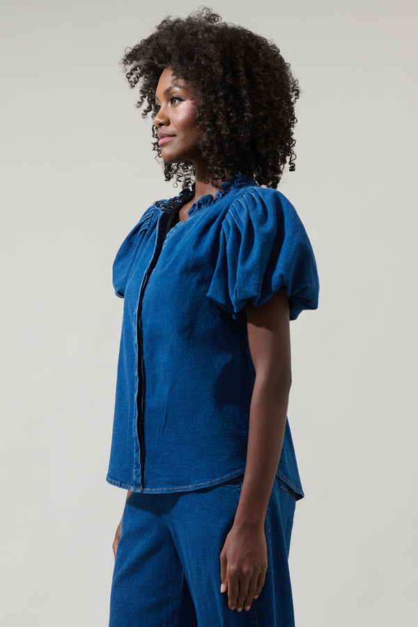 Sugarlips Jamie Denim Jayla Button Down Top