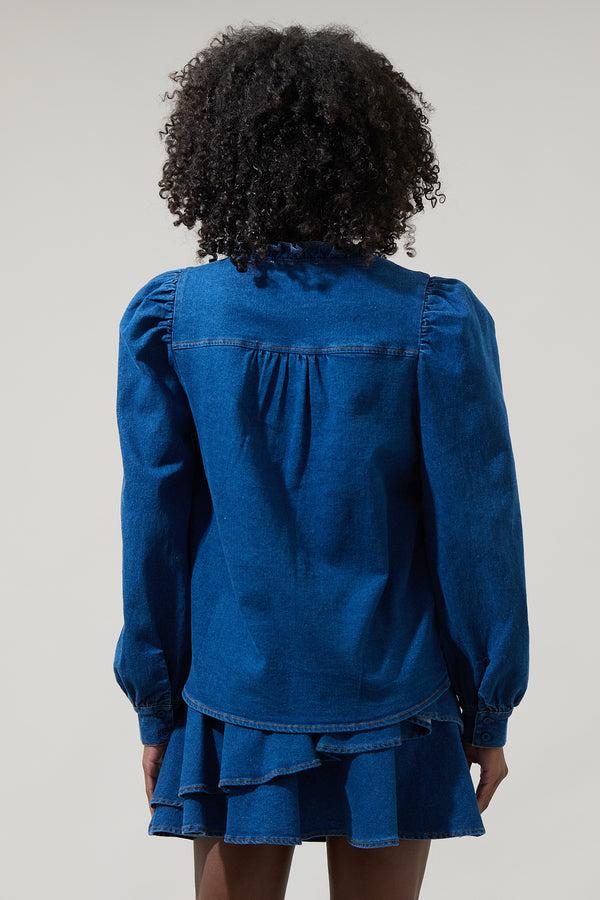 Sugarlips Jamie Denim Laye Button Down Top