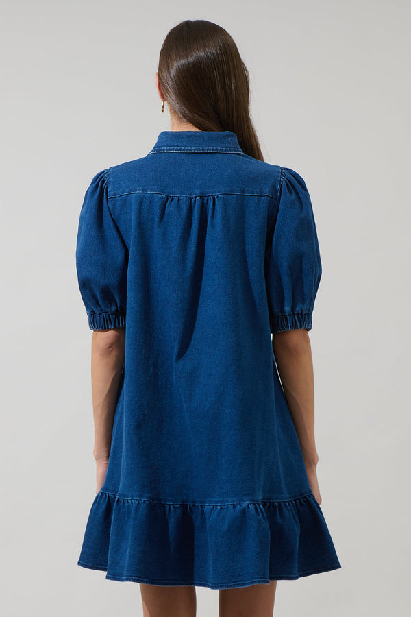Sugarlips Jamie Denim Levy Button Down Shift Dress