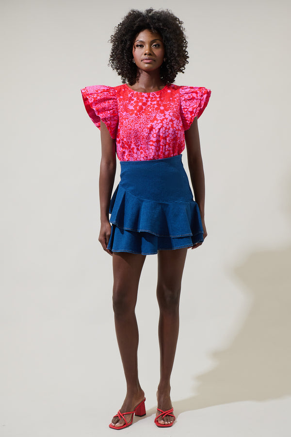 Sugarlips Jamie Denim Sterling Ruffle Mini Skirt