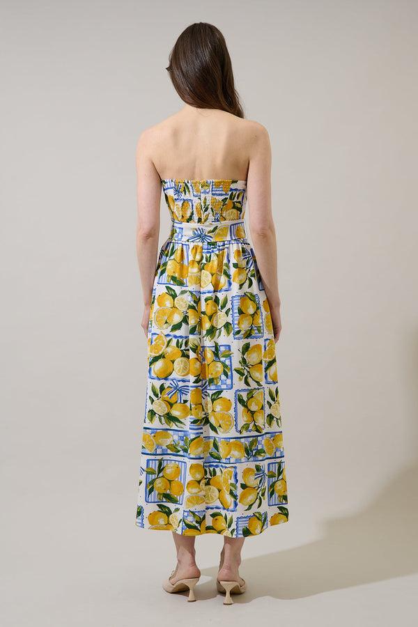 Sugarlips Janelle Strapless Midi Dress Lemon Zest