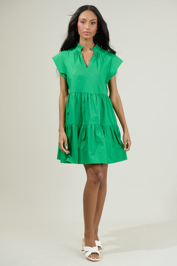 Sugarlips Janelly Poplin Tiered Mini Dress