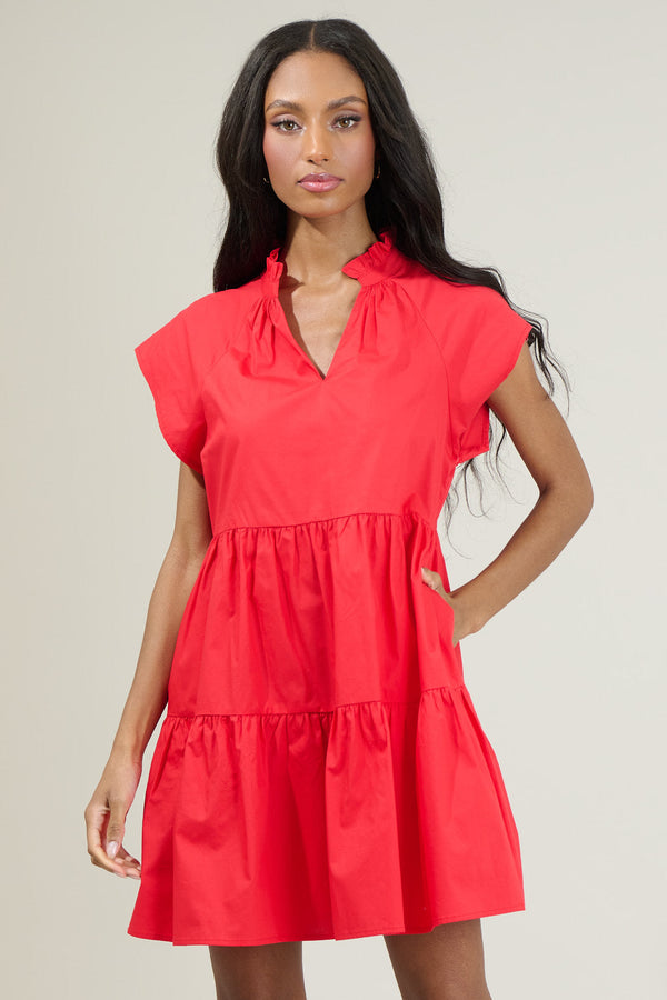 Sugarlips Janelly Poplin Tiered Mini Dress