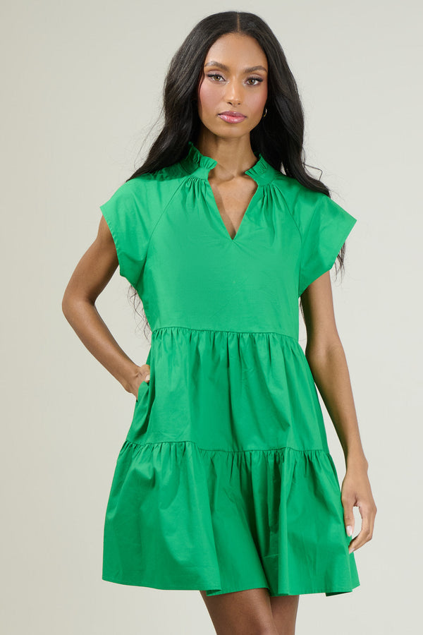 sugarlips Janelly Poplin Tiered Mini Dress