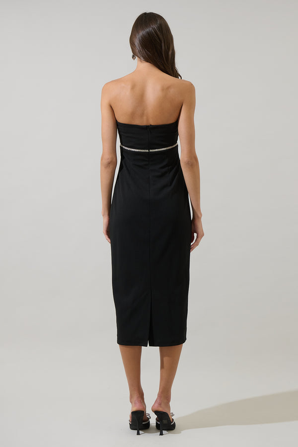 Sugarlips Janice Strapless Bow Midi Dress