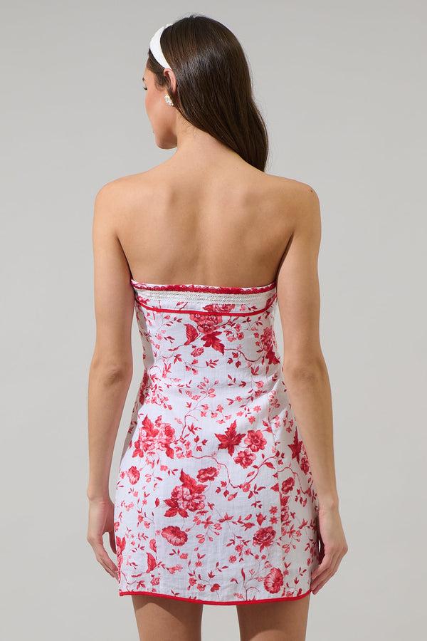 Sugarlips Jase Floral Cian Strapless Mini Dress