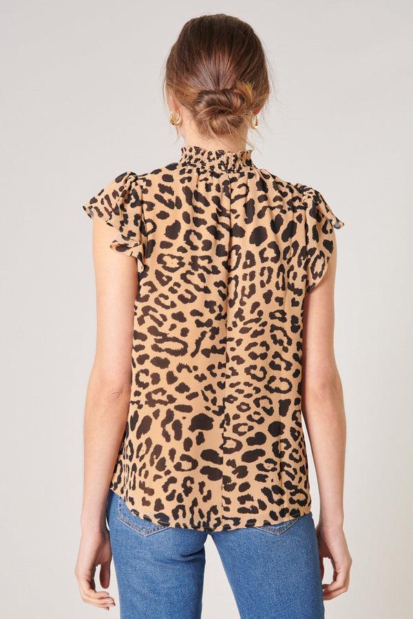 Sugarlips Java Leopard Sun Up Mock Neck Blouse