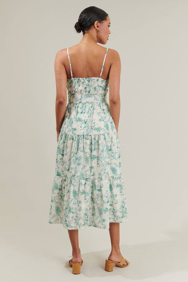 Sugarlips Jaya Floral Tiered Midi Dress