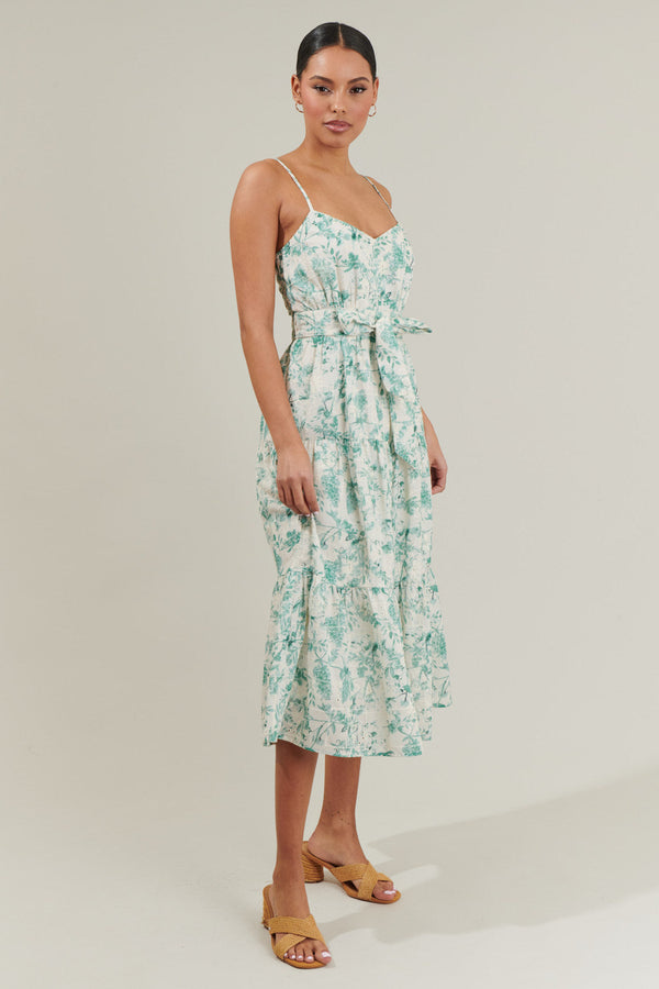 Sugarlips Jaya Floral Tiered Midi Dress