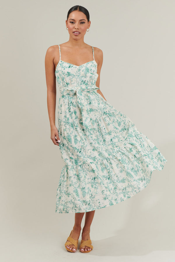 sugarlips Jaya Floral Tiered Midi Dress