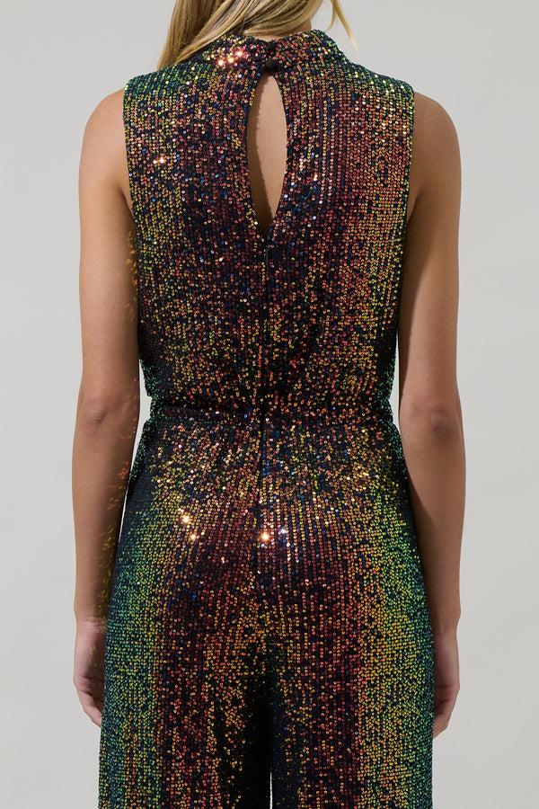 Sugarlips Jaylah Sequin Siren Drape Neck Jumpsuit