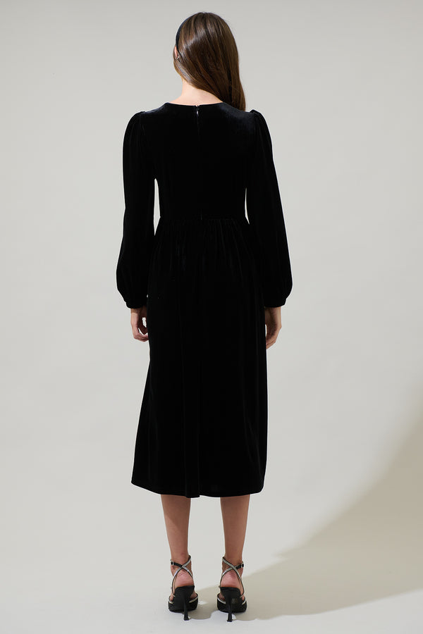 Sugarlips Jena Glow Bow Velvet Midi Dress