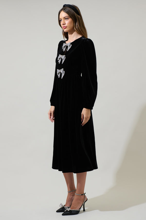 Sugarlips Jena Glow Bow Velvet Midi Dress