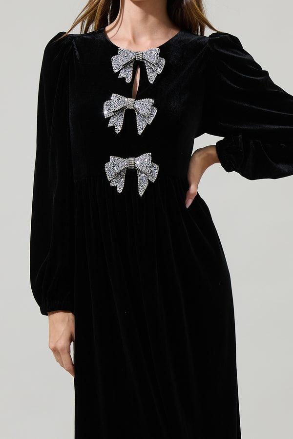 Sugarlips Jena Glow Bow Velvet Midi Dress