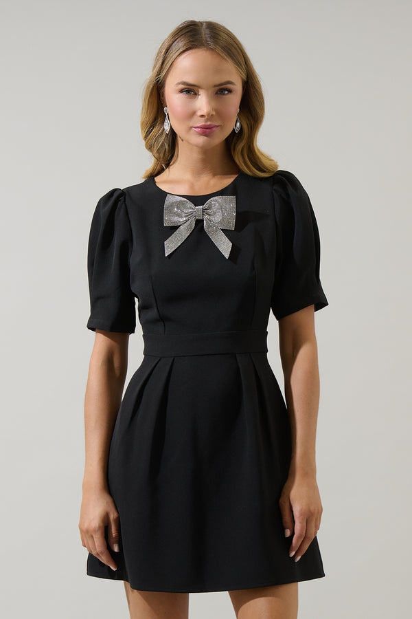 Sugarlips Jenavee Bow Puff Sleeve Mini Dress