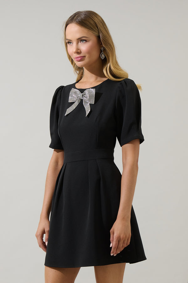 Sugarlips Jenavee Bow Puff Sleeve Mini Dress
