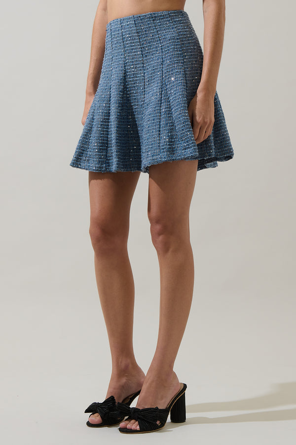 Sugarlips Jenavy Tweed Flare Mini Skirt