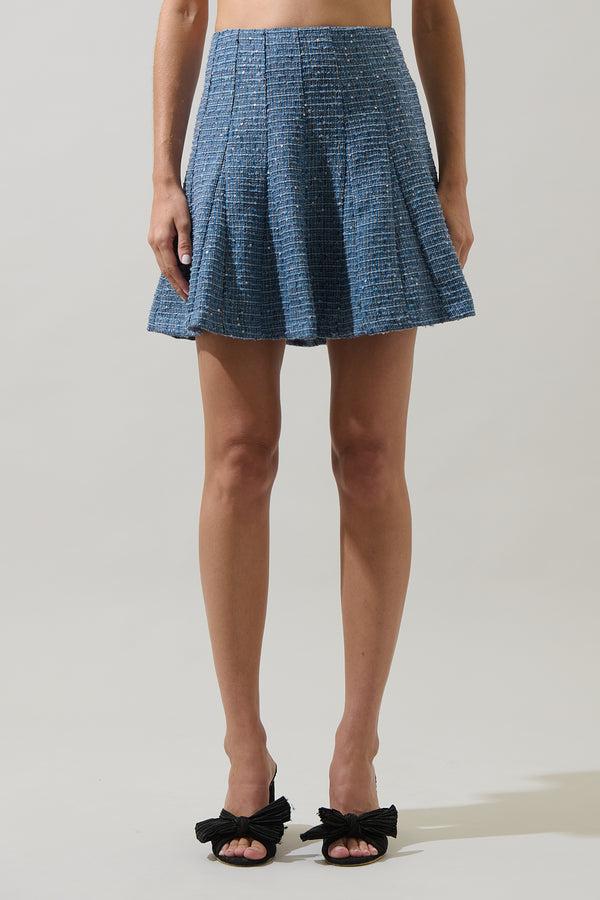 sugarlips Jenavy Tweed Flare Mini Skirt