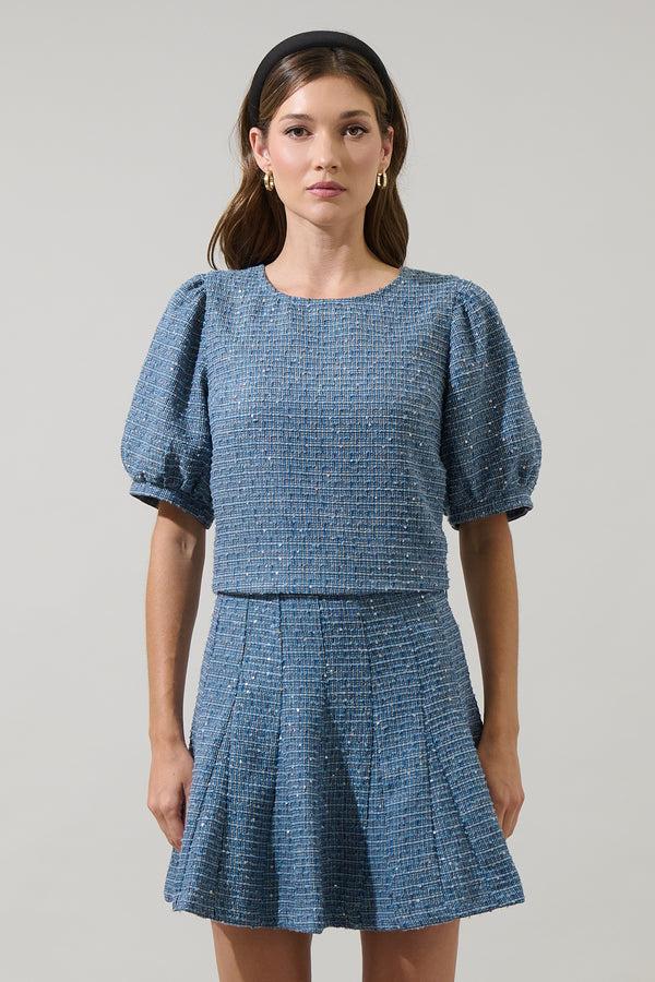 sugarlips Jenavy Tweed Top