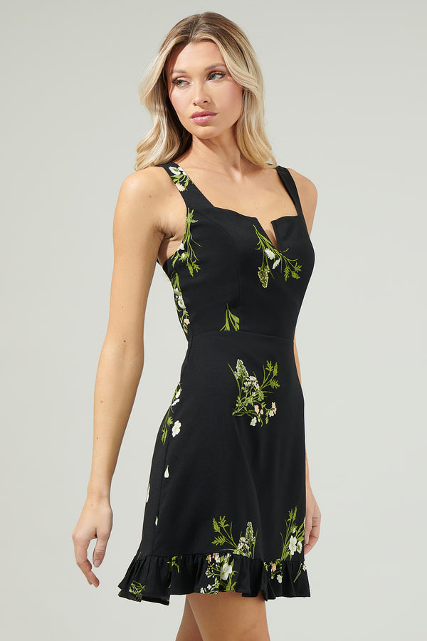 Sugarlips Jenna Floral Smocked Mini Dress
