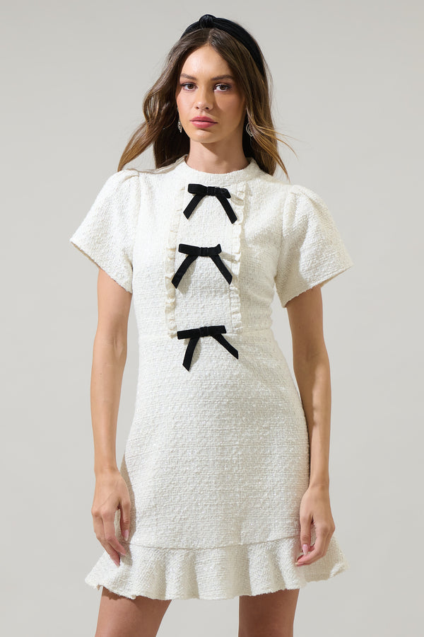 sugarlips Jerriel Bow Jess Mock Neck Mini Dress