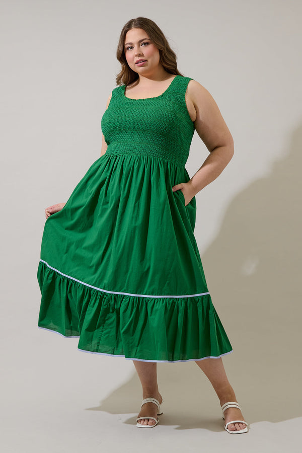sugarlips Jessy Smocked Midi Dress Curve